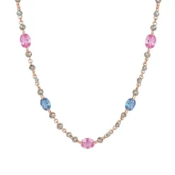 Collar de oro rosa con diamantes brown 0,98ct y zafiros 1,98ct