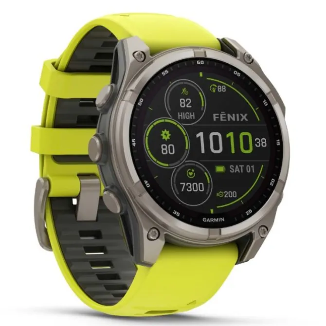Garmin Fenix 8 47mm Solar Zafiro Titanio Correa Amarilla