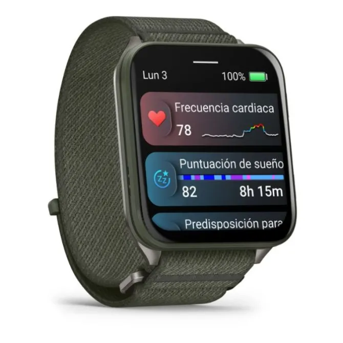 Garmin Venu X1 Titanio Correa de Nailon Verde 010-02980-03