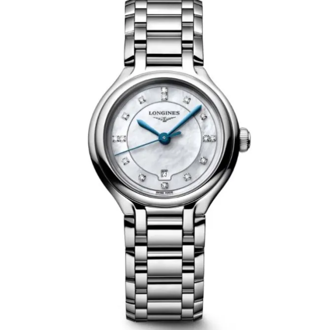 Longines PrimaLuna 30 mm Cuarzo Esfera Madre Perla Diamantes