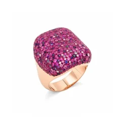 Mattioli Puzzle Arlecchino - Anillo en oro rosa, zafiros y diamantes 0.12 quilates