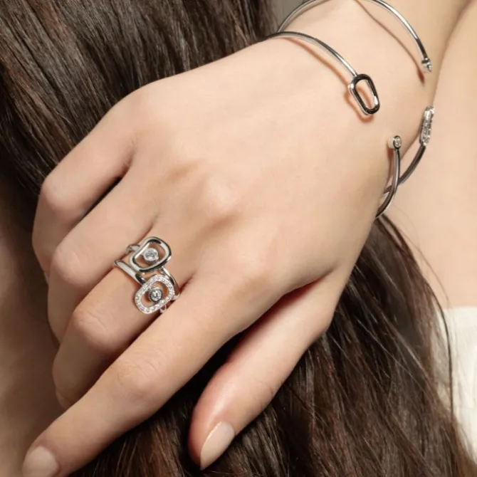 Mattioli Puzzle Diamonds - Anillo de oro rosa con diamantes blancos 0.37 quilates