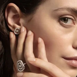 Mattioli Puzzle Diamonds - Pendientes de oro rosa con diamantes blancos 0.74 quilates