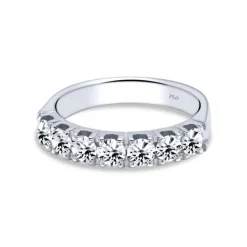 Media alianza de oro blanco con diamantes 1,00 quilates