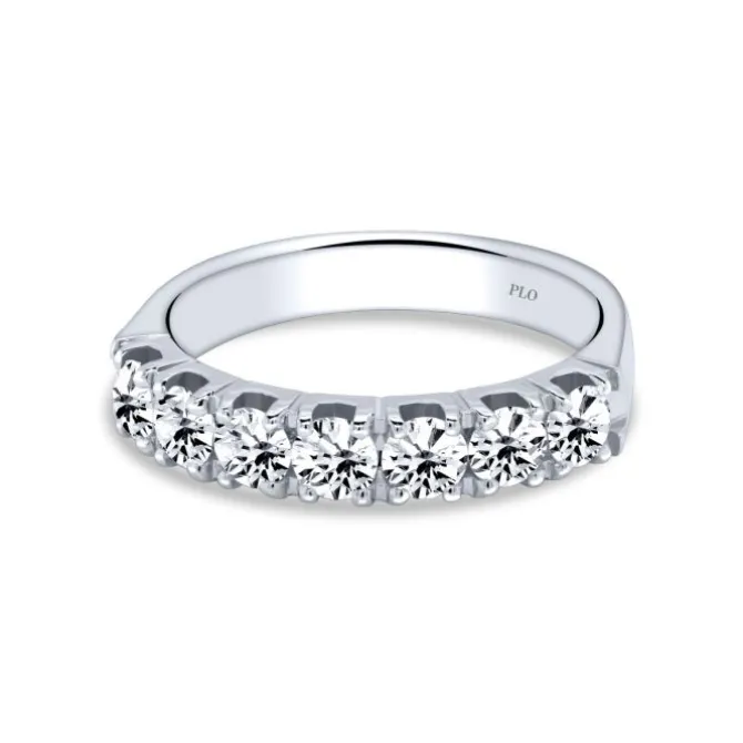 Media alianza de oro blanco con diamantes 1,00 quilates