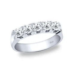 Media alianza de oro blanco con diamantes 0,75 quilates