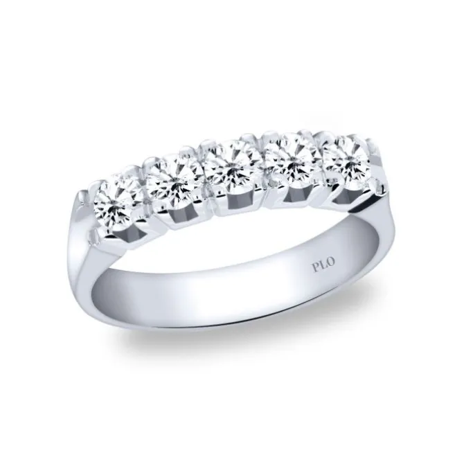Media alianza de oro blanco con diamantes 0,75 quilates