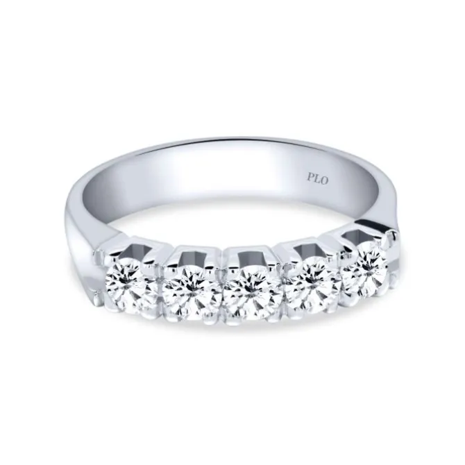 Media alianza de oro blanco con diamantes 0,75 quilates