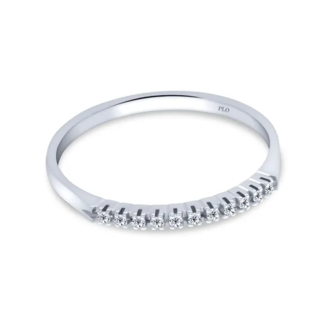 Media Alianza de oro blanco y diamantes de 0.05 quilates