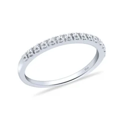Media alianza de oro blanco y diamantes talla brillante 0.23 quilates