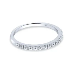 Media alianza de oro blanco y diamantes talla brillante 0.23 quilates