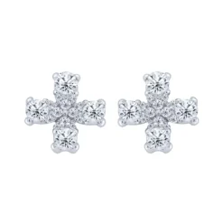 Pendientes cruz oro blanco con diamantes 1.02 quilates