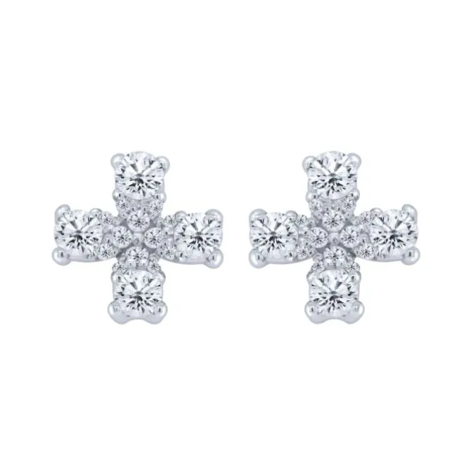 Pendientes cruz oro blanco con diamantes 1.02 quilates