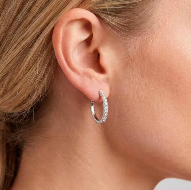 Pendientes de aro de oro blanco y diamantes 0,40 quilates
