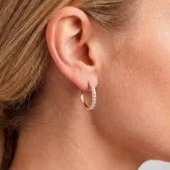 Pendientes de aro de oro rosa y diamantes 0,14 quilates