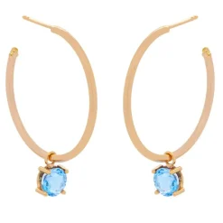 Pendientes de aro de oro rosa y topacios