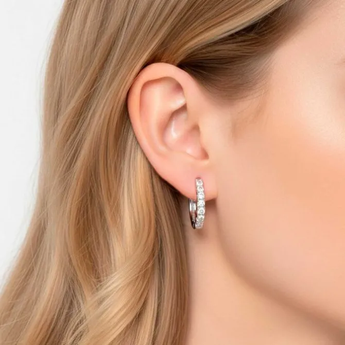 Pendientes de aro de oro blanco y diamantes 0.44 quilates