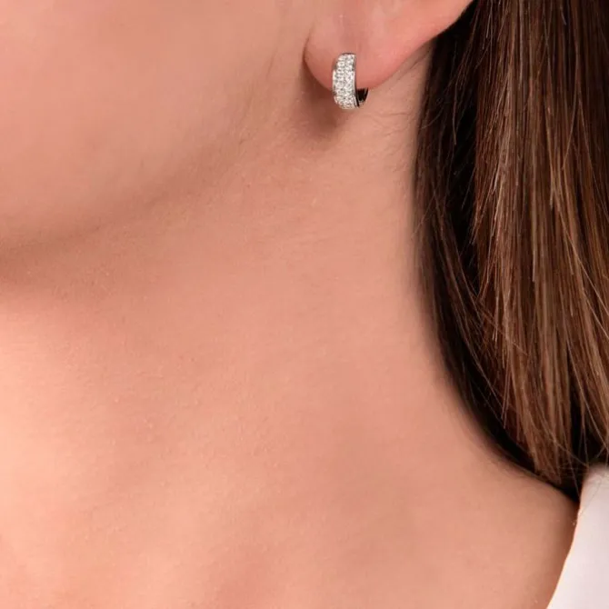 Pendientes de aro de oro blanco y diamantes 0.48 quilates