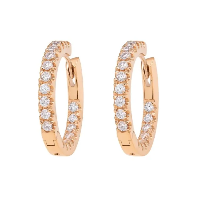 Pendientes de aro en oro rosa con diamantes 0.80 quilates