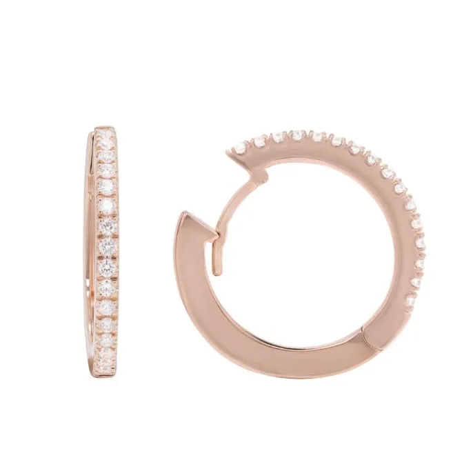 Pendientes de aro en oro rosa con diamantes 0.49 quilates