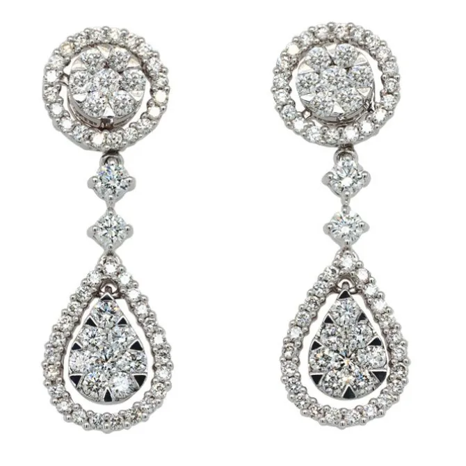 Pendientes de novia desmontables en oro blanco y diamantes