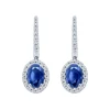 Pendientes de oro blanco con diamantes 0.50 quilates y zafiros 1.83 quilates
