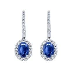 Pendientes de oro blanco con diamantes 0.50 quilates y zafiros 1.83 quilates