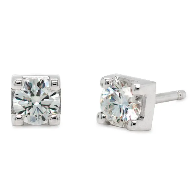 Pendientes de Oro Blanco y diamante talla brillante 0,48 quilates