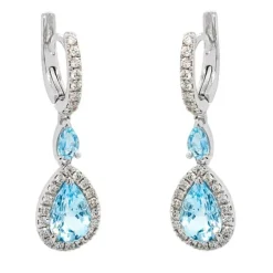 Pendientes de oro blanco, aguamarina y diamantes