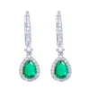 Pendientes de oro blanco, diamantes 0.43 quilates y esmeralda 1.20 quilates