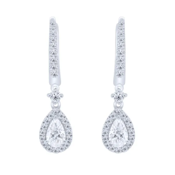 Pendientes de oro blanco y diamantes 0.99 quilates