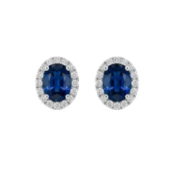 Pendientes de oro blanco con diamantes 0,32 quilates y zafiro 1,65 quilates