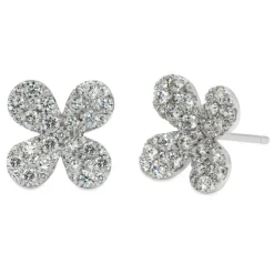 Pendientes de oro blanco y flor de diamantes 1,19 quilates
