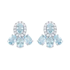 Pendientes de oro blanco con diamantes 0.34 quilates y aguamarinas 3.16 quilates