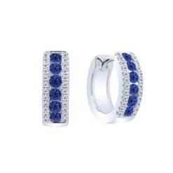 Pendientes de oro blanco, diamantes 0.17 quilates y zafiros 0.51 quilates