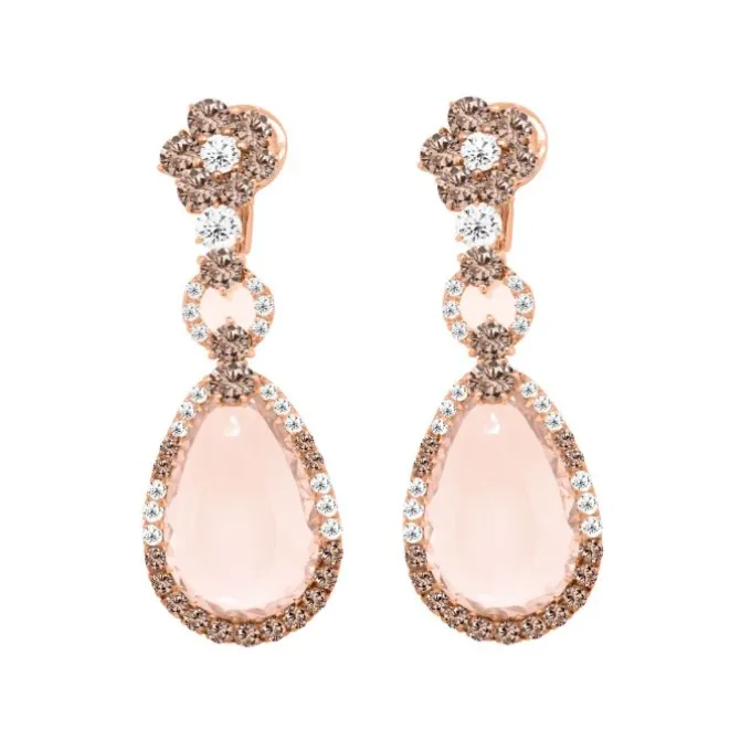 Pendientes de oro rosa con diamantes 1,50 quilates y morganita 18,80 quilates