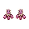 Pendientes de oro rosa con diamantes 0.35 quilates, rodolitas 3.64 quilates y zafiros rosas 1.16 quilates
