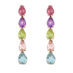 Pendientes de oro rosa con piedras de colores