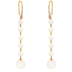 Pendientes de oro rosa, perlas y diamantes de 0.18 quilates