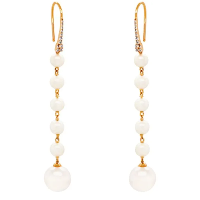 Pendientes de oro rosa, perlas y diamantes de 0.18 quilates