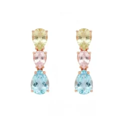 Pendientes de oro rosa y piedras de colores