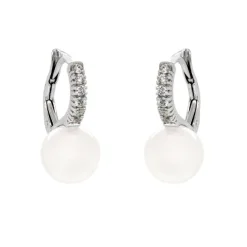 Pendientes de perlas Australianas, oro blanco y diamantes