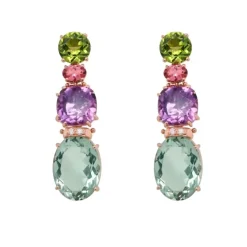 Pendientes de piedras de colores y brillantes con 0,10 quilates
