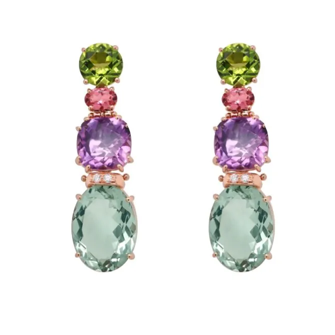 Pendientes de piedras de colores y brillantes con 0,10 quilates