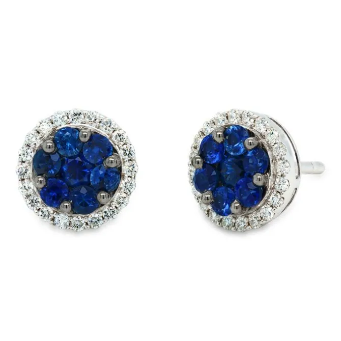 Pendientes desmontables de oro blanco, zafiros y diamantes