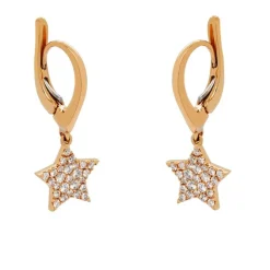Pendientes estrella de oro rosa y diamantes de 0.40 quilates