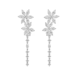 Pendientes flor de oro blanco y diamantes 4.68 quilates