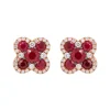 Pendientes oro rosa con diamantes 0.35 quilates y rubíes 1.28 quilates