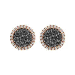 Pendientes oro rosa con diamantes blancos y diamantes negros
