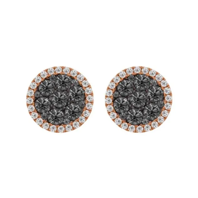 Pendientes oro rosa con diamantes blancos y diamantes negros